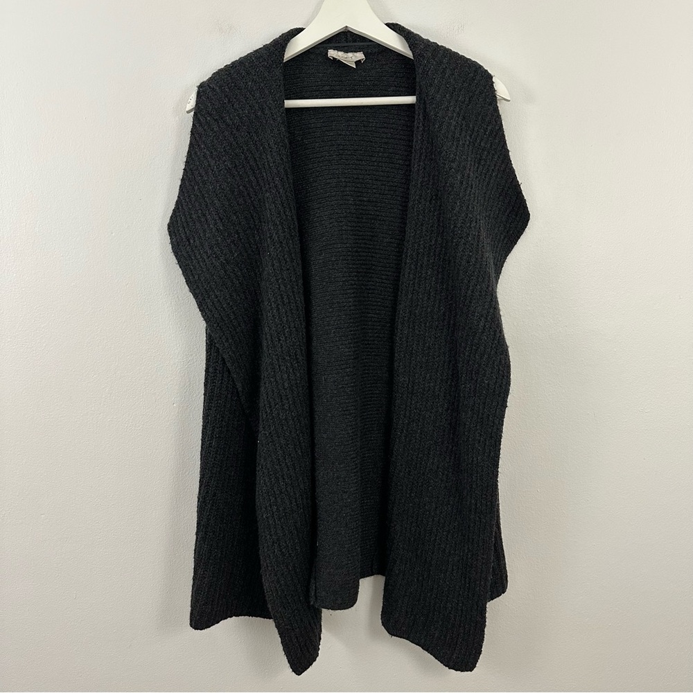 2/$20 LOFT Black Gray Open Front Sleeveless Cardigan Women's Size